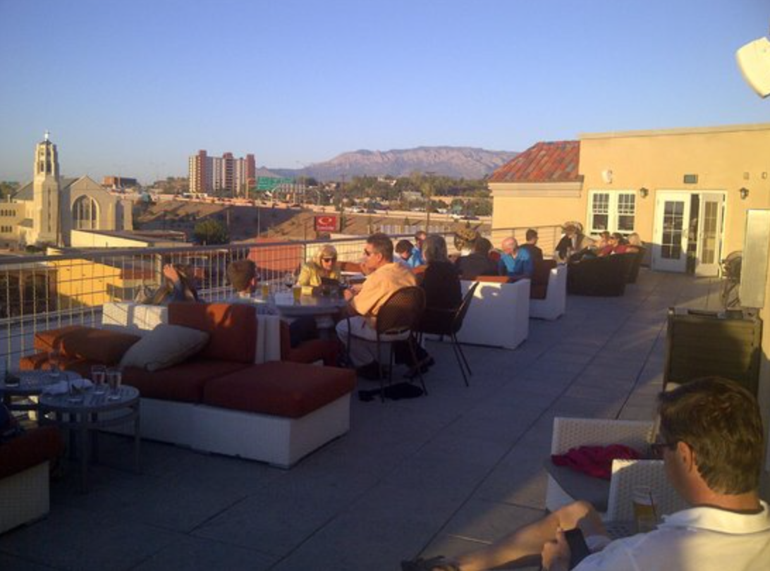 Apothecary Lounge rooftop view of NE Albuquerque.