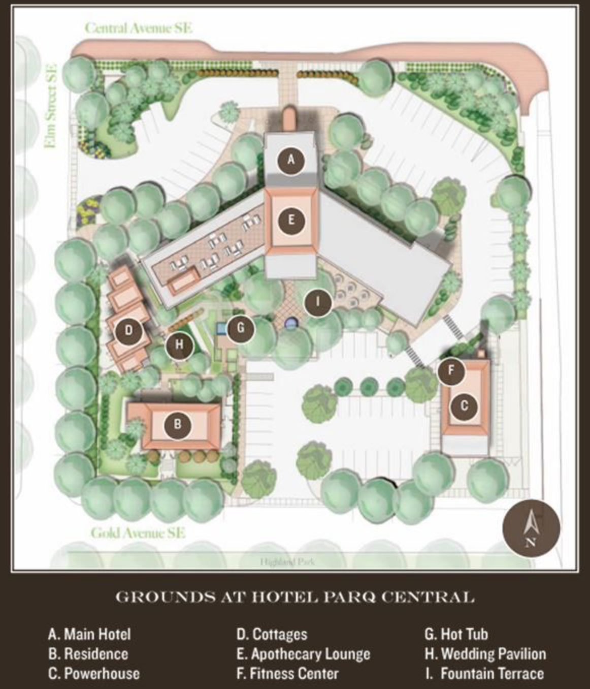 Layout of Parq Central Hotel buildings.